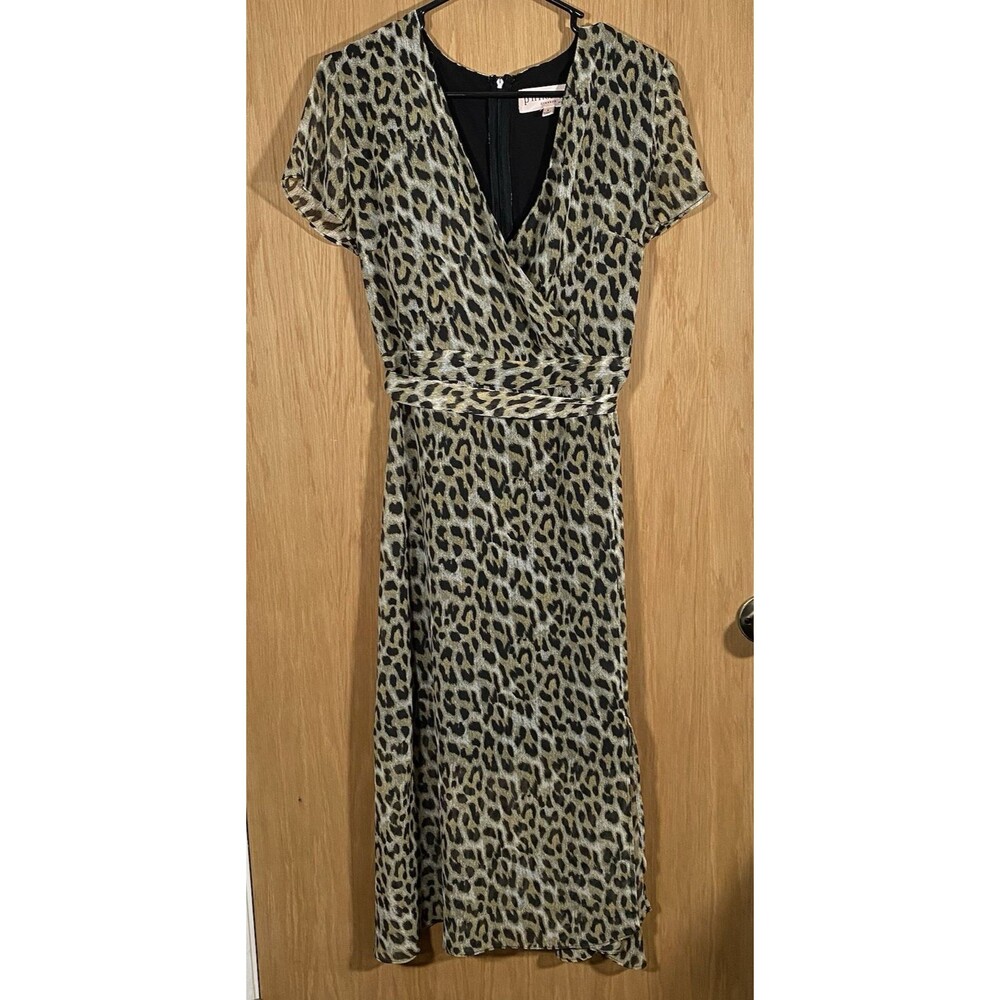 Philosophy Women's 6 Shift Dress Animal Print Faux Wrap V-Neck Belted Date Night